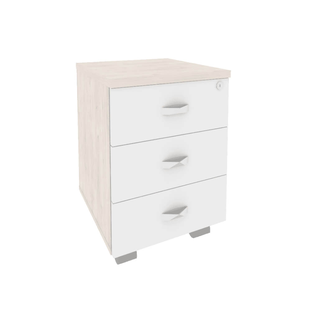 Тумба мобильная 3 ящ. 432x460x611 (Денвер Светлый/Белый Бриллиант, 432x460x611)