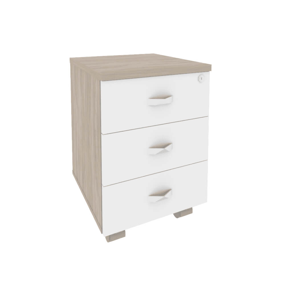 Тумба мобильная 3 ящ. 432x460x611 (Дуб Аттик/Белый Бриллиант, 432x460x611)