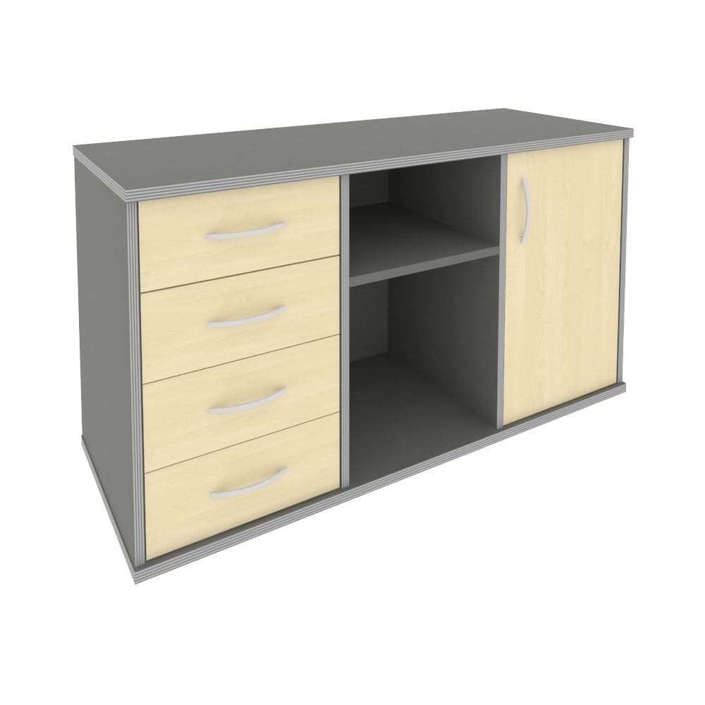 Тумба сервисная под оргтехнику 4 ящ. 1192x450x667 (Клён Металлик, 1192x450x667)