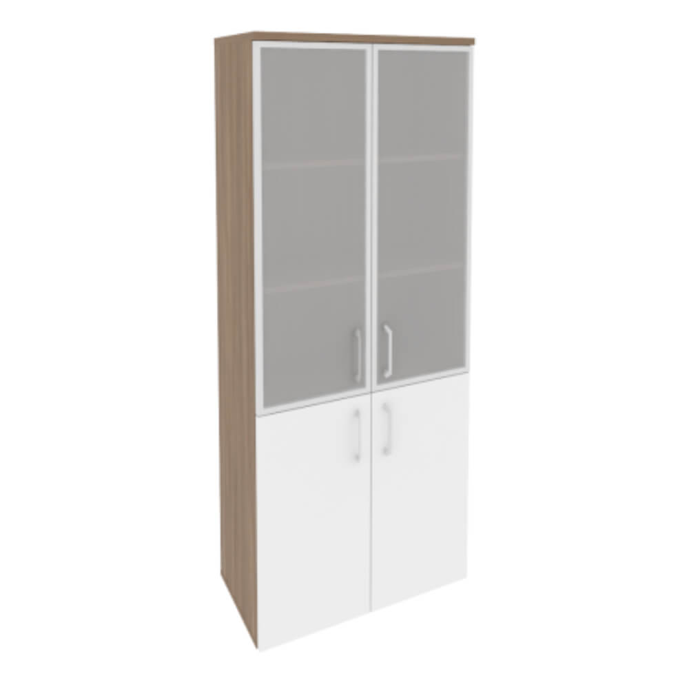 Шкаф-витрина 5 ур. 800x420x1977 (Дуб Аризона/Белый Бриллиант, 800x420x1977)