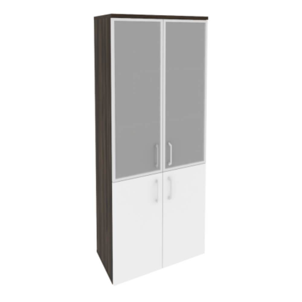 Шкаф-витрина 5 ур. 800x420x1977 (Дуб Мали/Белый Бриллиант, 800x420x1977)