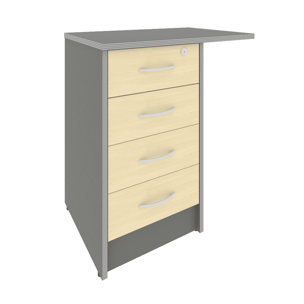 Тумба приставная левая/правая 680x450x750 (Клён Металлик, 680x450x750)