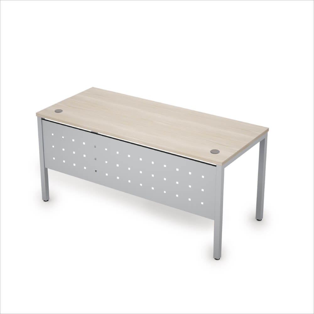Стол рабочий с экраном из металла 1400x700x750 (Шамони Светлый/алюминий матовый, 1400x700x750)
