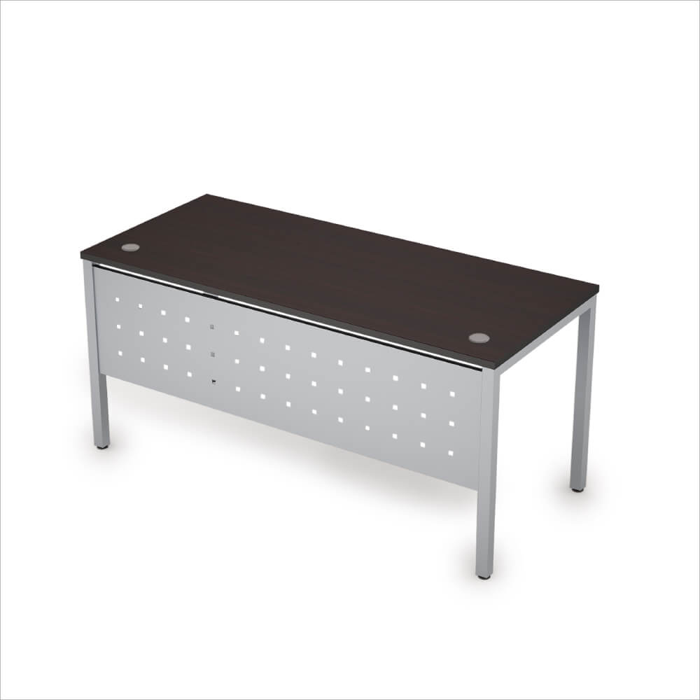 Стол рабочий с экраном из металла 1400x700x750 (Венге/алюминий матовый, 1400x700x750)