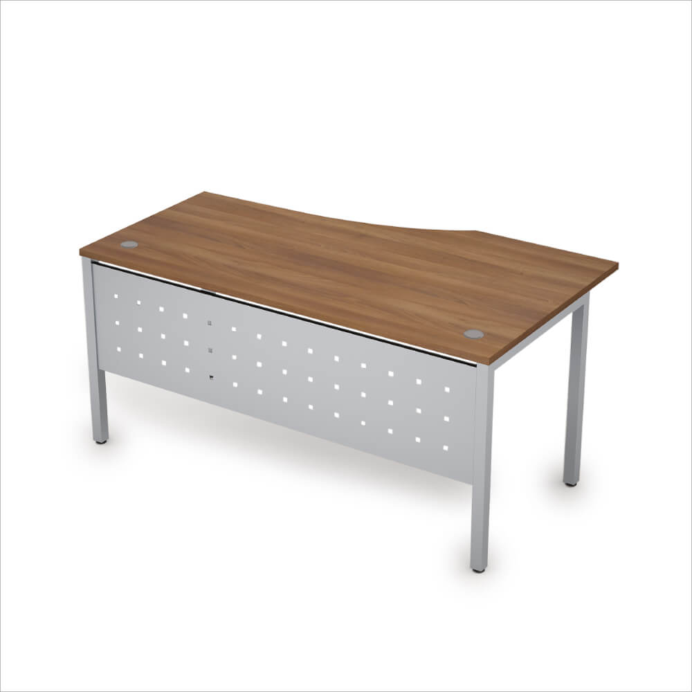 Стол эргоном. левый с экраном из металла 1600x900x750 (Шамони Тёмный/алюминий матовый, 1600x900x750)