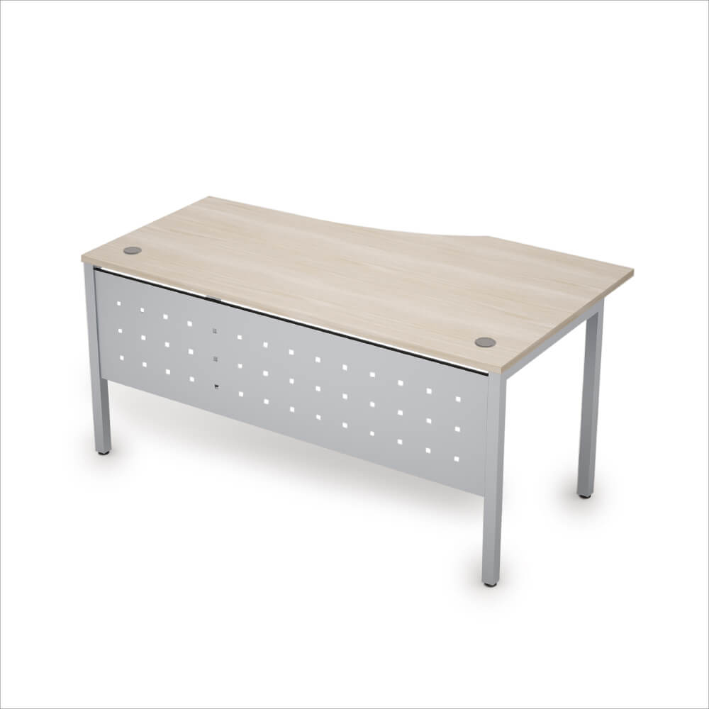 Стол эргоном. левый с экраном из металла 1600x900x750 (Шамони Светлый/алюминий матовый, 1600x900x750)