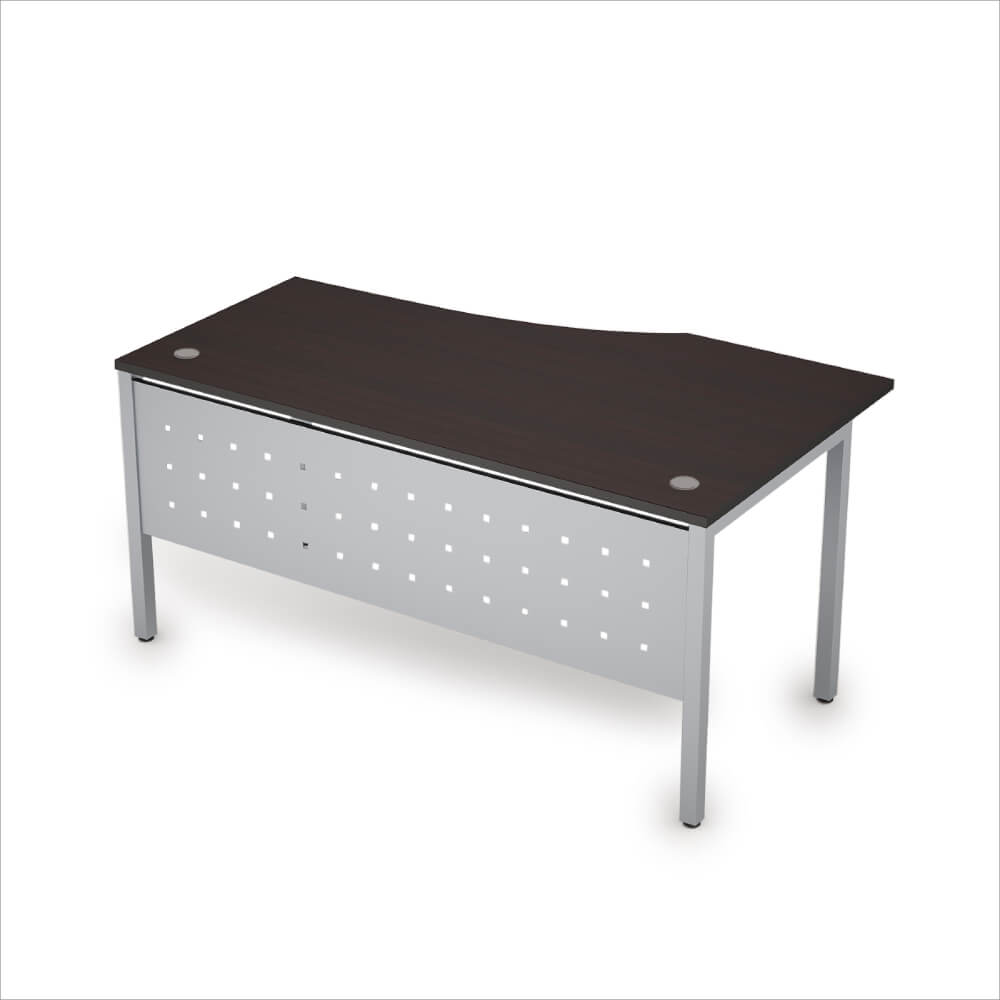 Стол эргоном. левый с экраном из металла 1600x900x750 (Венге/алюминий матовый, 1600x900x750)