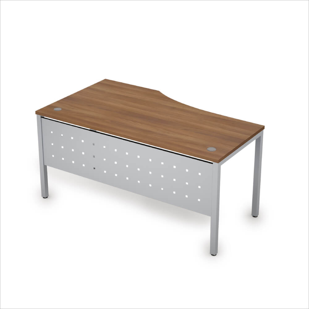 Стол эргоном. правый с экраном из металла 1600x900x750 (Шамони Тёмный/алюминий матовый, 1600x900x750)