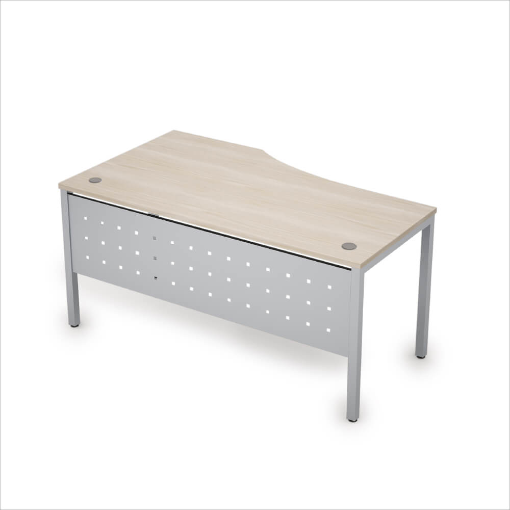 Стол эргоном. правый с экраном из металла 1600x900x750 (Шамони Светлый/алюминий матовый, 1600x900x750)