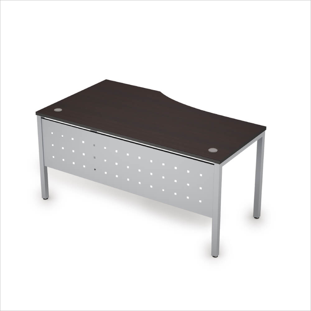 Стол эргоном. правый с экраном из металла 1600x900x750 (Венге/алюминий матовый, 1600x900x750)