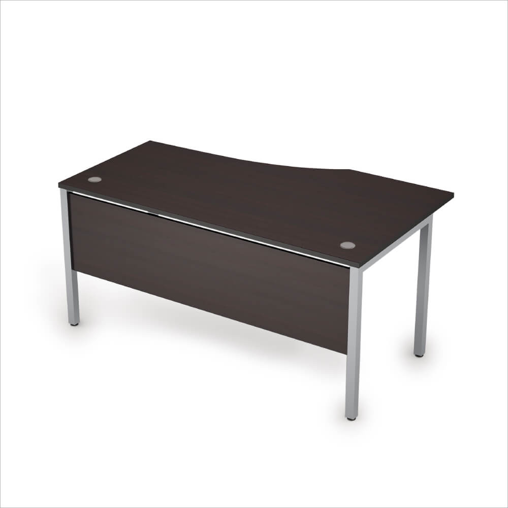 Стол эргоном. левый с экраном из ЛДСП 1600x900x750 (Венге/алюминий матовый, 1600x900x750)