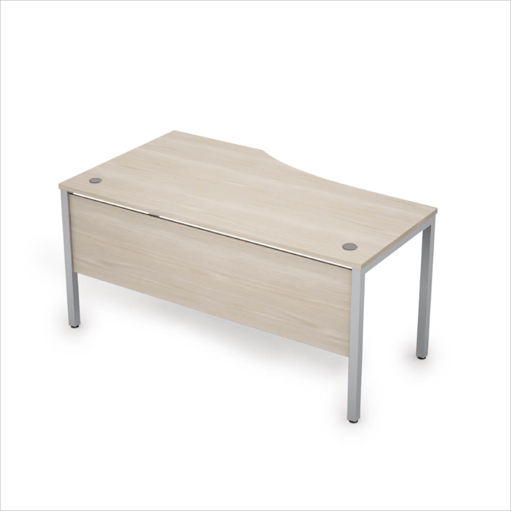 Стол эргоном. правый с экраном из ЛДСП 1600x900x750 (Шамони Светлый/алюминий матовый, 1600x900x750)