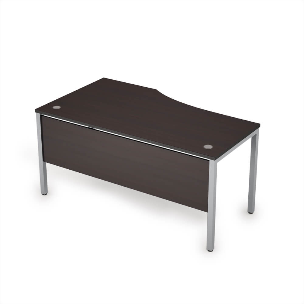 Стол эргоном. правый с экраном из ЛДСП 1600x900x750 (Венге/алюминий матовый, 1600x900x750)