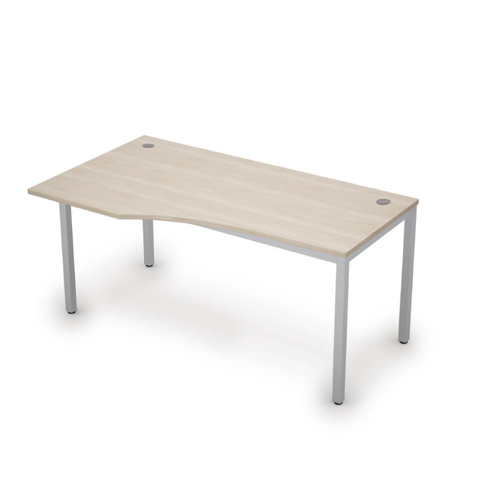 Стол криволинейный левый 1600x900x750 (Шамони Светлый/алюминий матовый, 1600x900x750)