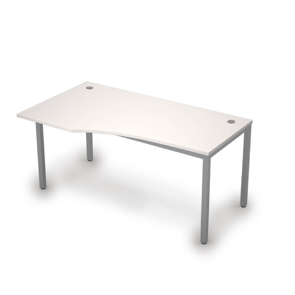 Стол криволинейный левый 1600x900x750 (Белый/алюминий матовый, 1600x900x750)