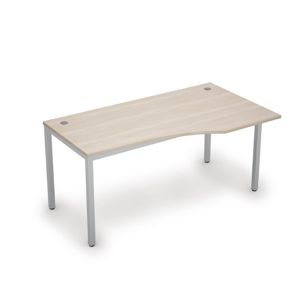 Стол криволинейный правый 1600x900x750 (Шамони Светлый/алюминий матовый, 1600x900x750)