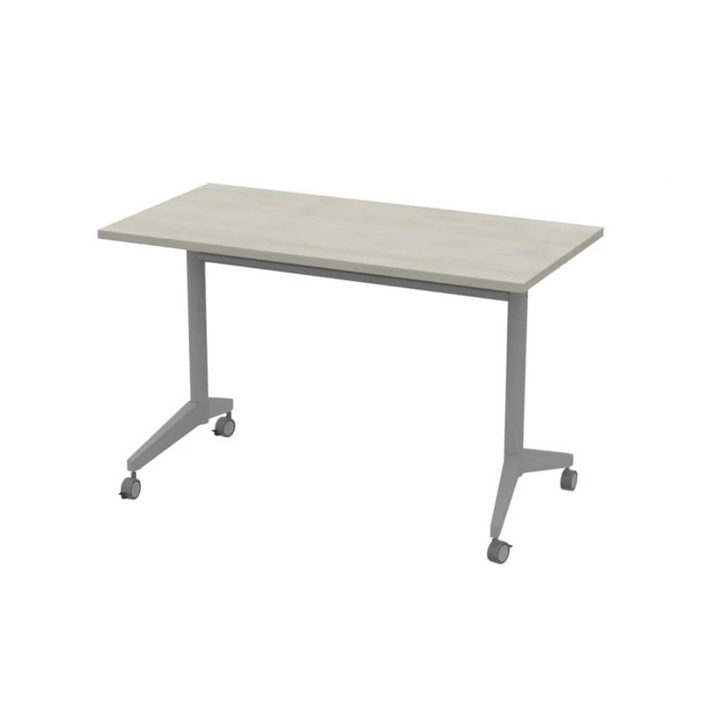 Прямолинейный стол-трансформер 1400x700x750 (с ручкой) (Шамони Светлый/алюминий матовый, 1400x700x750)