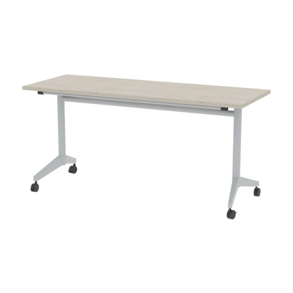 Прямолинейный стол-трансформер 1600x700x750 (с ручкой) (Шамони Светлый/алюминий матовый, 1600x700x750)