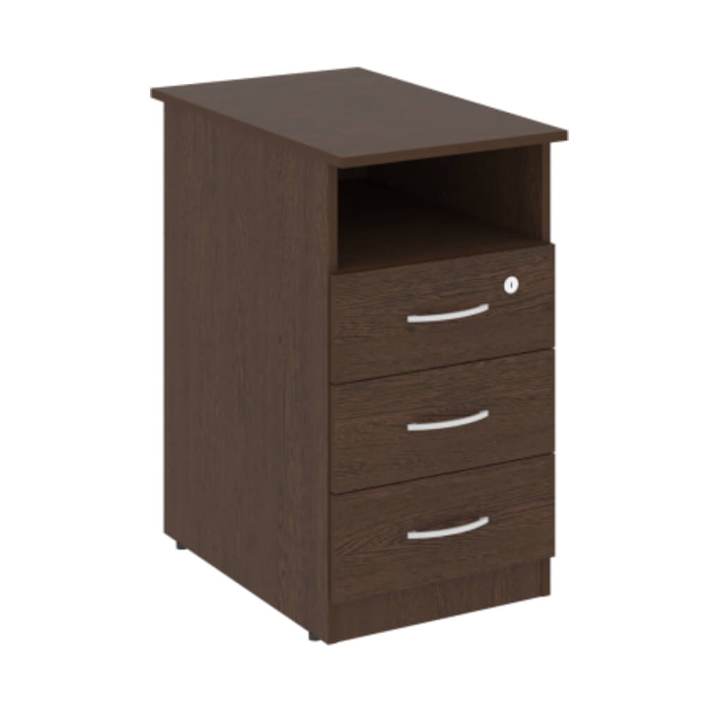 Тумба приставная 3 ящика (с замком) 407x650x750 (Венге Цаво, 407x650x750)