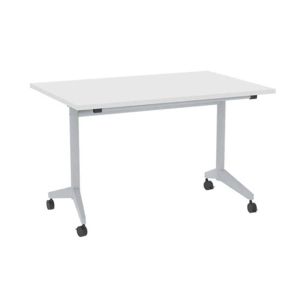 Прямолинейный стол-трансформер 1400x800x750 (с ручкой) (Белый/алюминий матовый, 1400x800x750)