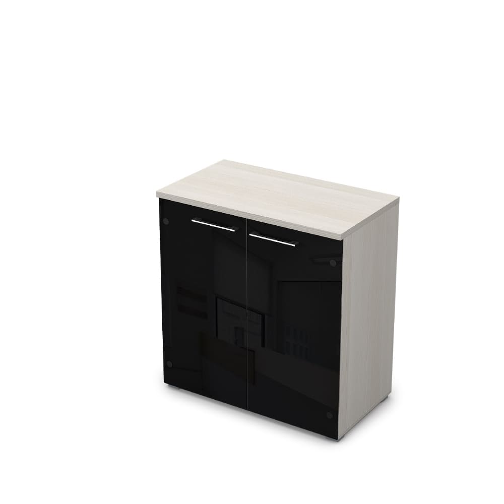 Шкаф-витрина низкий 800x450x845 глянец (Ivory, 800x450x845, чёрный глянец)