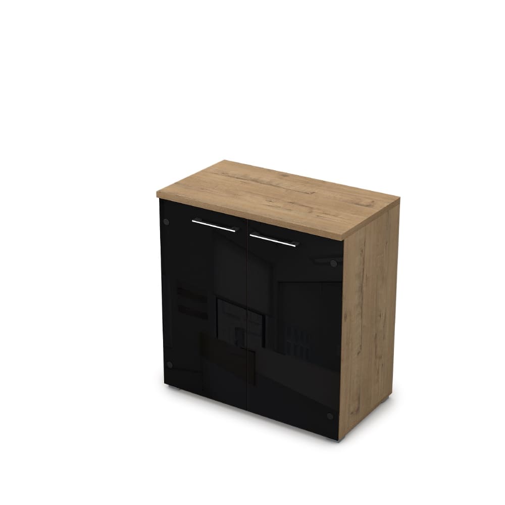 Шкаф-витрина низкий 800x450x845 глянец (Teakwood, 800x450x845, чёрный глянец)