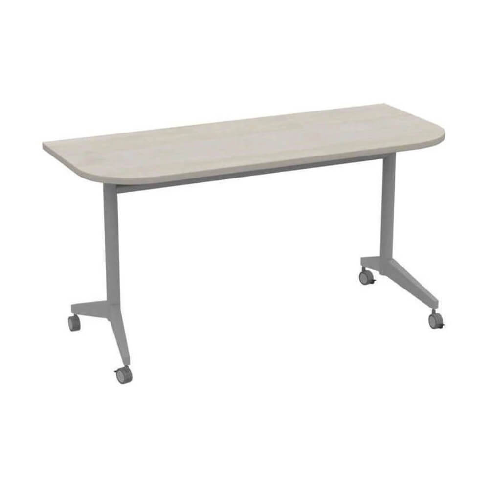 Радиусные столы-трансформеры 1450x600x750 SIMPLE (без ручки) (Шамони Светлый/алюминий матовый, 1450x600x750)