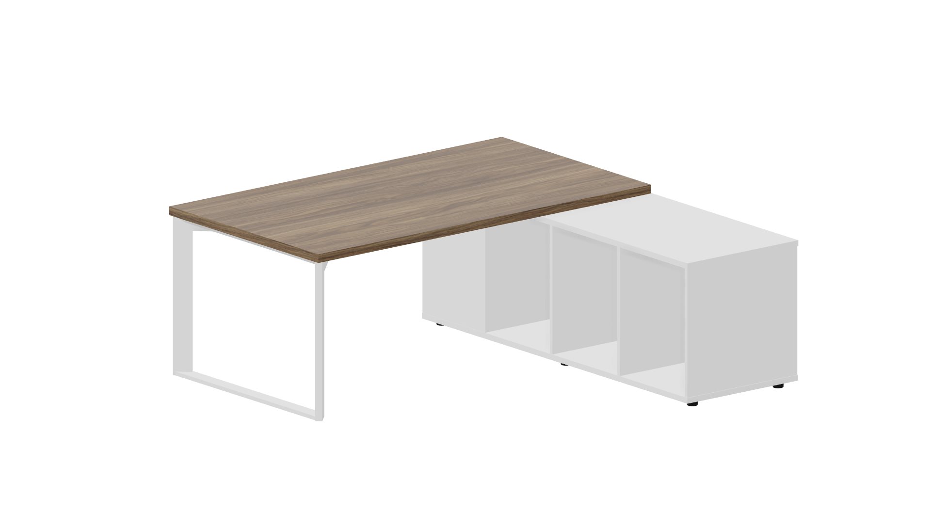 Стол на опорной сервисной тумбе 1800x1800x740 (правый) (Орех Браун/Белый/белый, 1800(+0/15/30)x1800x740)