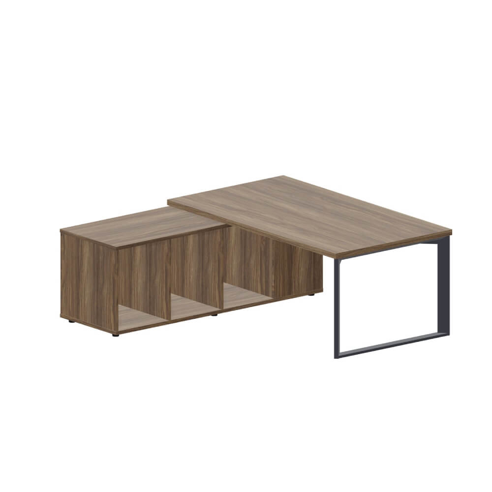 Стол на опорной сервисной тумбе 1800x1800x740 (левый) (Орех Браун/антрацит, 1800(+0/15/30)x1800x740)