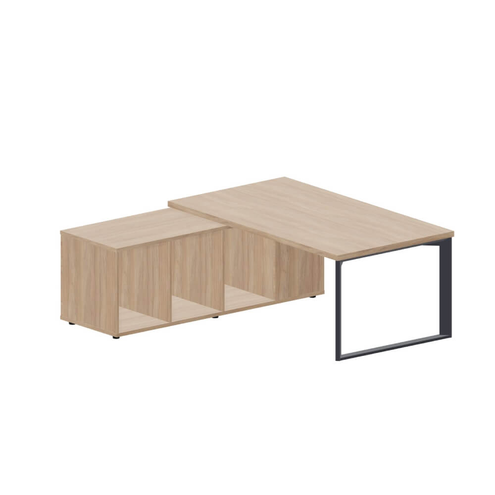 Стол на опорной сервисной тумбе 1800x1800x740 (левый) (Светлый Дуб/антрацит, 1800(+0/15/30)x1800x740)