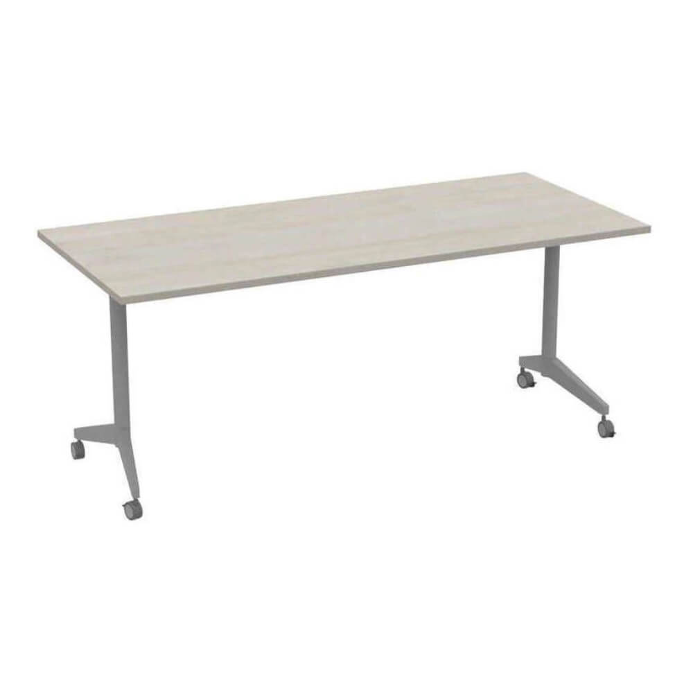 Прямолинейный стол-трансформер 1600x600x750 SIMPLE (без ручки) (Шамони Светлый/алюминий матовый, 1600x600x750)