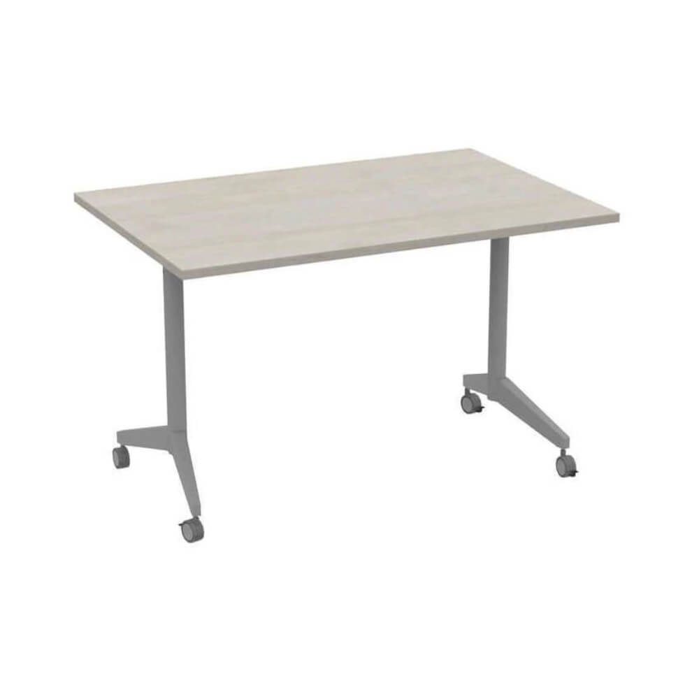 Прямолинейный стол-трансформер 1400x700x750 SIMPLE (без ручки) (Шамони Светлый/алюминий матовый, 1400x700x750)
