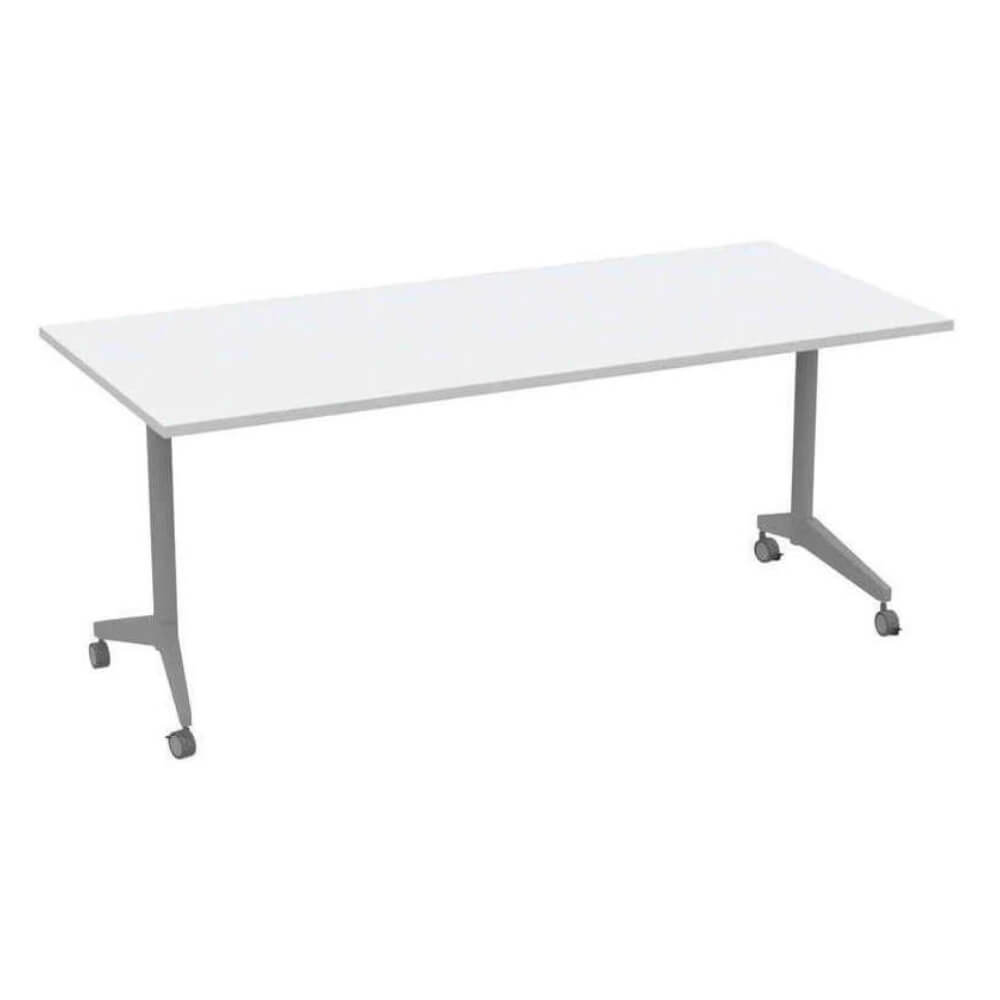 Прямолинейный стол-трансформер 1600x700x750 SIMPLE (без ручки) (Белый/алюминий матовый, 1600x700x750)