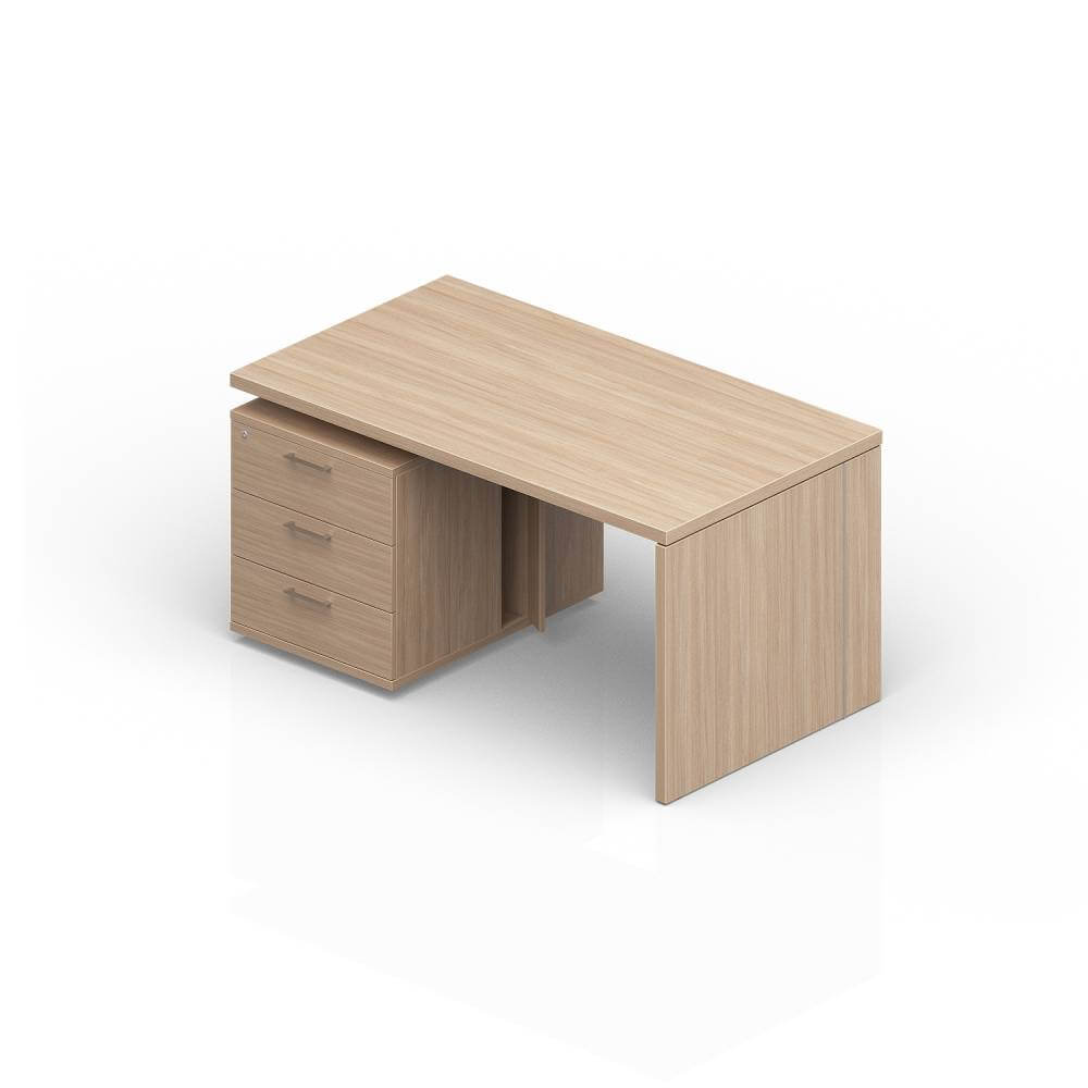 Стол на опорной тумбе 3 ящ.1800x900x735 (левый) (Светлый Дуб, 1800(+0/15/30)x900x735)