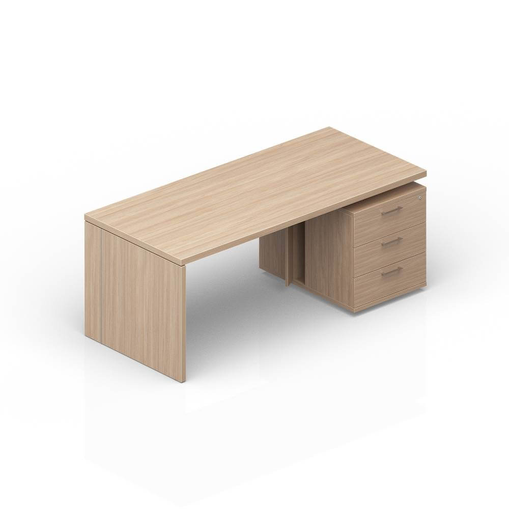 Стол на опорной тумбе 3 ящ. 2000x900x735(правый) (Светлый Дуб, 2000(+0/15/30)x900x735)