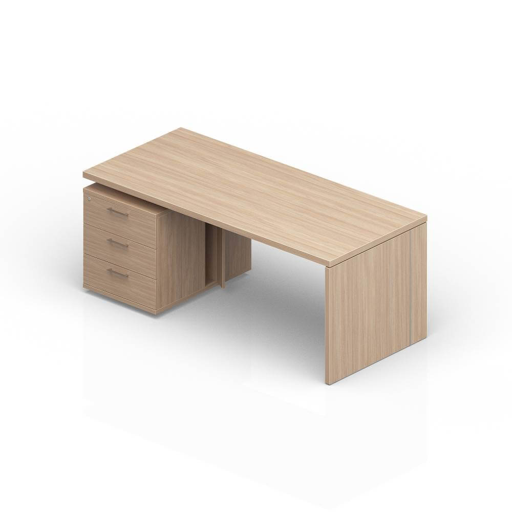 Стол на опорной тумбе 3 ящ. 2000x900x735 (левый) (Светлый Дуб, 2000(+0/15/30)x900x735)