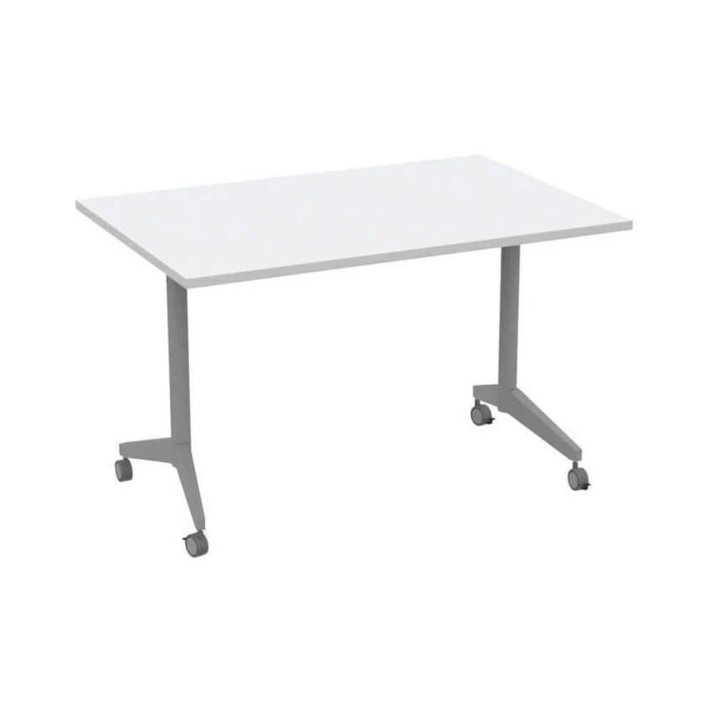 Прямолинейный стол-трансформер 1400x800x750 SIMPLE (без ручки) (Белый/алюминий матовый, 1400x800x750)