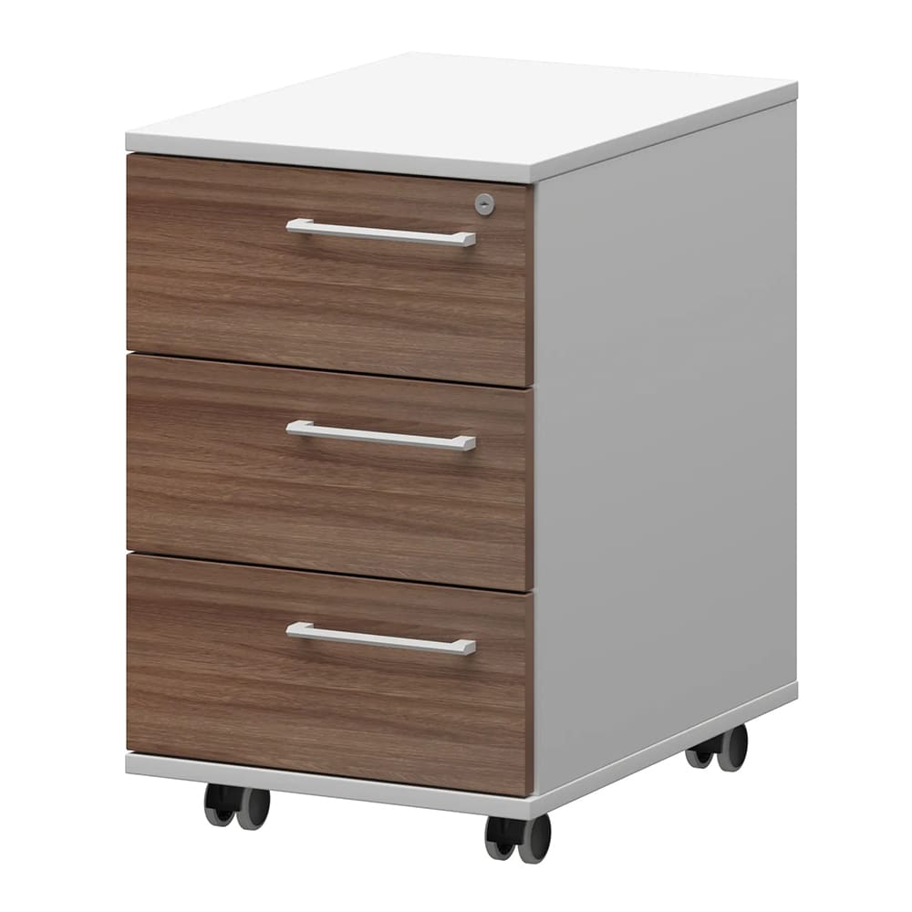 Тумба подвесная/мобильная Левая 416x568x588/648 (Тёмный Шимо/Белый, 416x568x588/648)