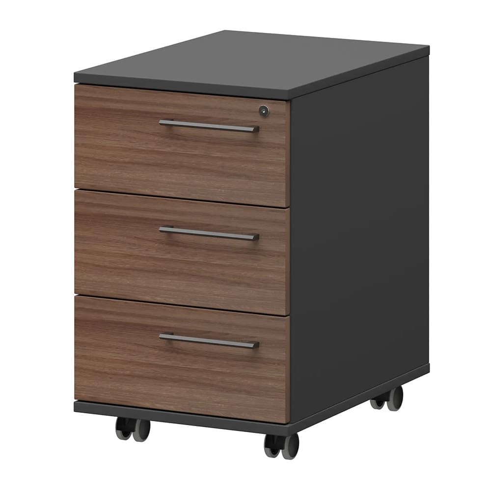 Тумба подвесная/мобильная Левая 416x568x588/648 (Тёмный Шимо/Графит, 416x568x588/648)