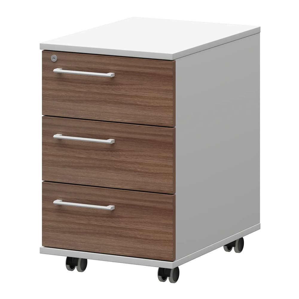 Тумба подвесная/мобильная Правая 416x568x588/648 (Тёмный Шимо/Белый, 416x568x588/648)