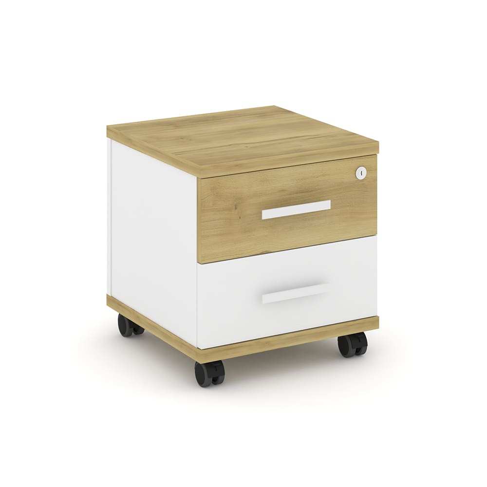 Тумба мобильная 2 ящ. 420x420x448 (Дуб Винченцо/Белый Бриллиант, 420x420x448)