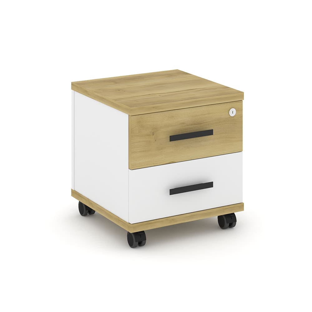 Тумба мобильная 2 ящ. 420x420x448 (Дуб Винченцо/Белый Бриллиант, 420x420x448)