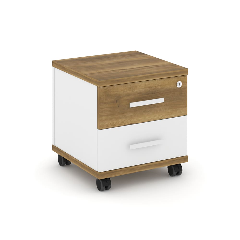 Тумба мобильная 2 ящ. 420x420x448 (Сандал Янтарный/Белый Бриллиант, 420x420x448)