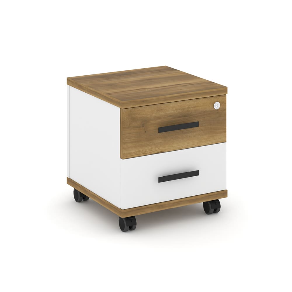 Тумба мобильная 2 ящ. 420x420x448 (Сандал Янтарный/Белый Бриллиант, 420x420x448)