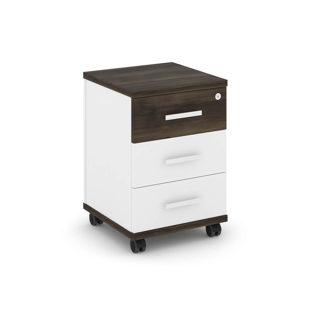 Тумба мобильная 3 ящ. 420x420x615 (Дуб Мали/Белый Бриллиант, 420x420x615)