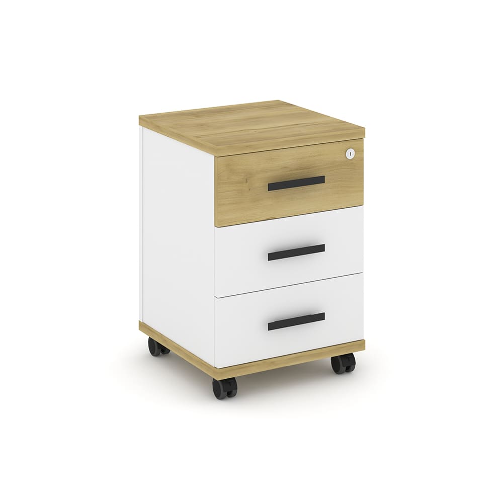 Тумба мобильная 3 ящ. 420x420x615 (Дуб Винченцо/Белый Бриллиант, 420x420x615)