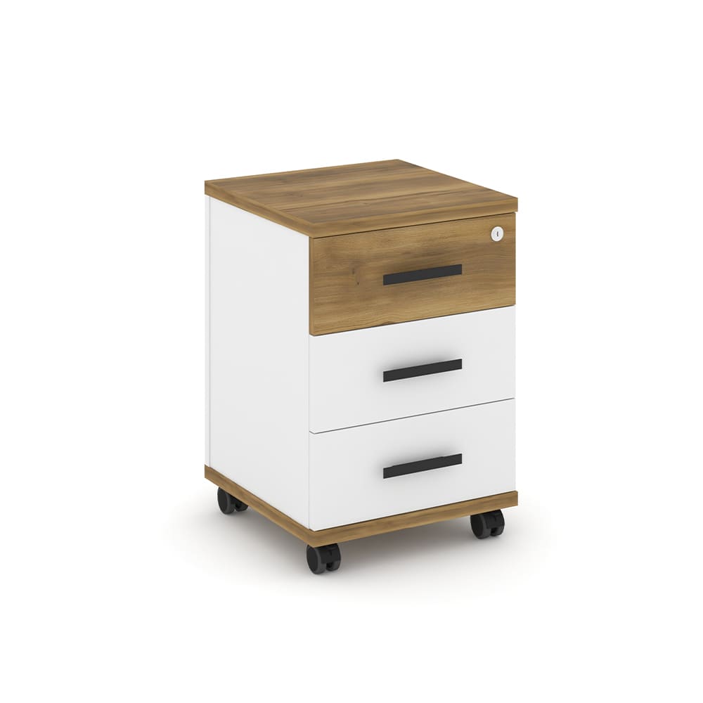 Тумба мобильная 3 ящ. 420x420x615 (Сандал Янтарный/Белый Бриллиант, 420x420x615)