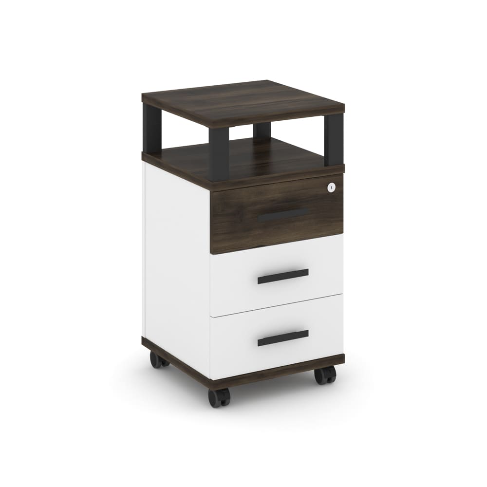 Тумба мобильная 3 ящ. с надставкой 420x420x782 (Дуб Мали/Белый Бриллиант, 420x420x782)