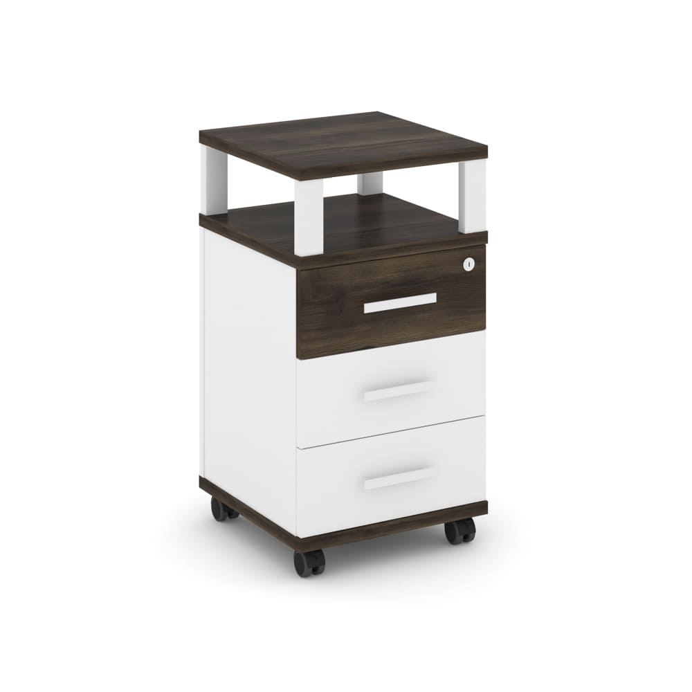 Тумба мобильная 3 ящ. с надставкой 420x420x782 (Дуб Мали/Белый Бриллиант, 420x420x782)
