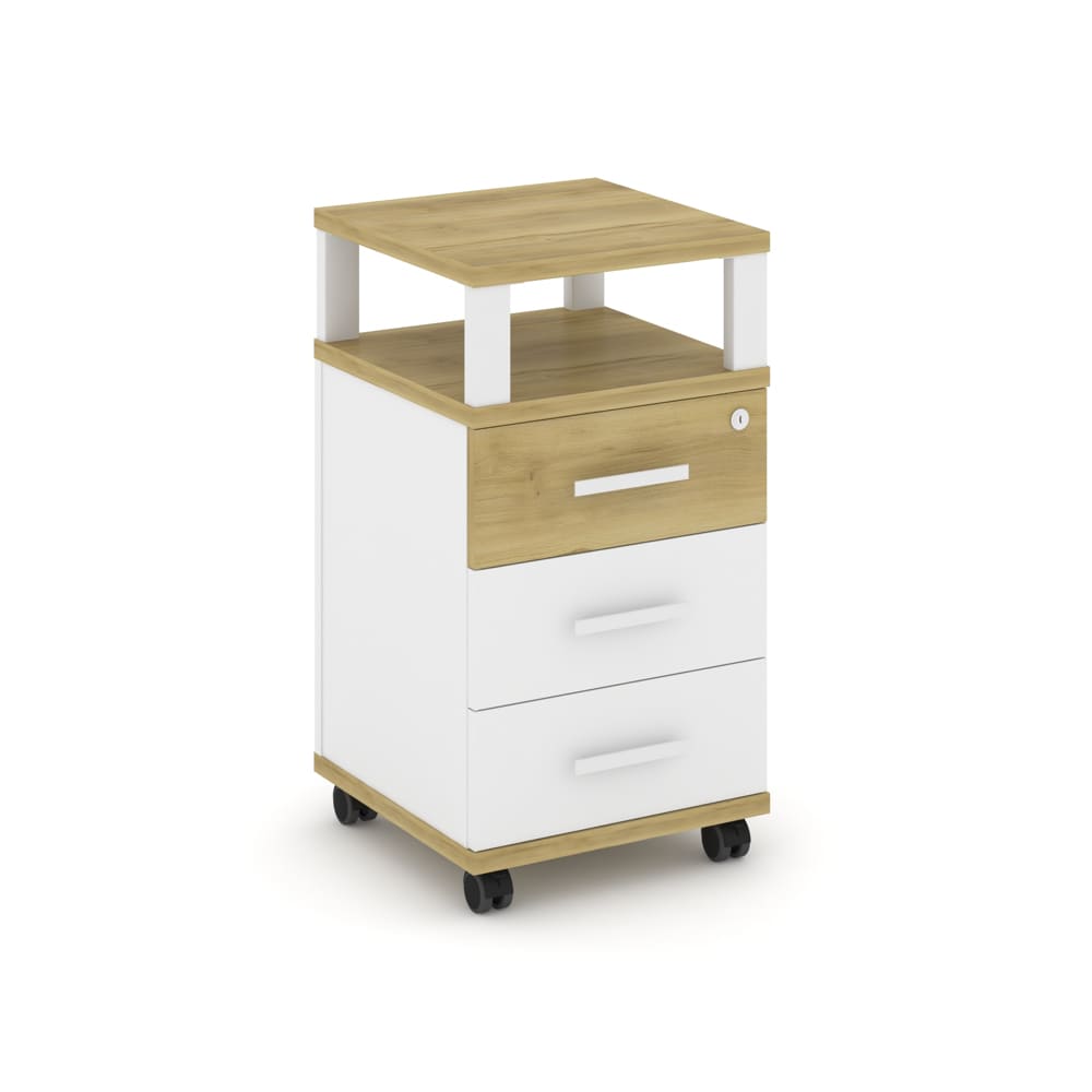 Тумба мобильная 3 ящ. с надставкой 420x420x782 (Дуб Винченцо/Белый Бриллиант, 420x420x782)
